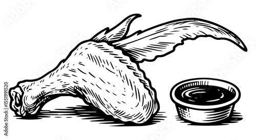 Chicken vector engraving style illustration