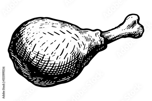 Chicken vector engraving style illustration