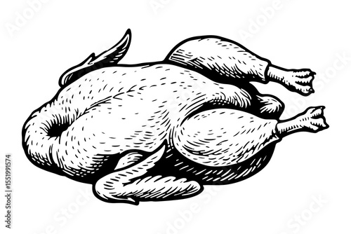 Chicken vector engraving style illustration