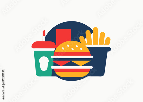 Delicious Burger Combo Burger, Fries, and Soda Icon