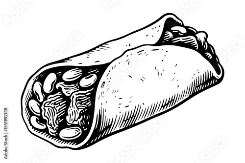 Enchilada vector engraving style illustration