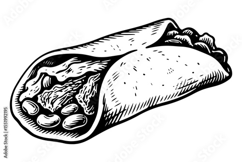 Enchilada vector engraving style illustration