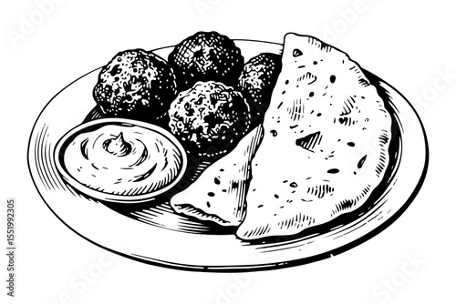 Falafel vector engraving style illustration