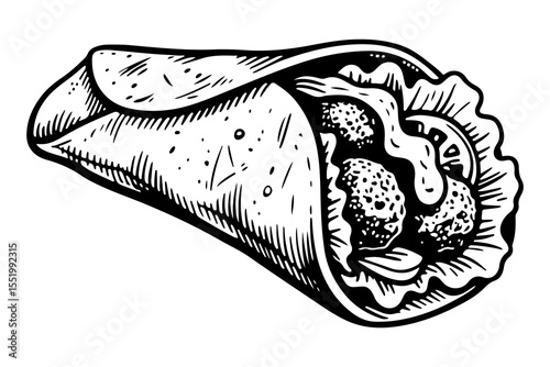 Falafel vector engraving style illustration