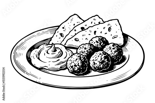 Falafel vector engraving style illustration