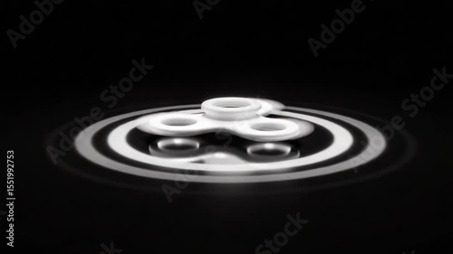 Spinning fidget spinner creating ripples in dark water