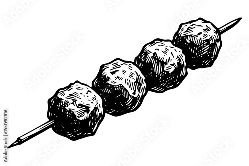 Meatball vector engraving style illustration