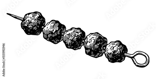 Meatball vector engraving style illustration