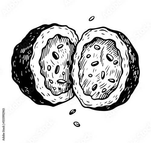 Meatball vector engraving style illustration