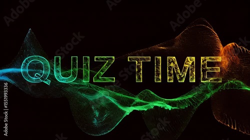 A close up of a colorful text that reads quiz time