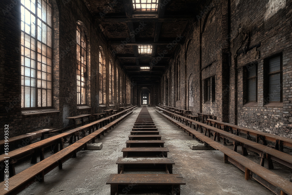Fototapeta premium Cleaning industrial machinery inside a large factory setting