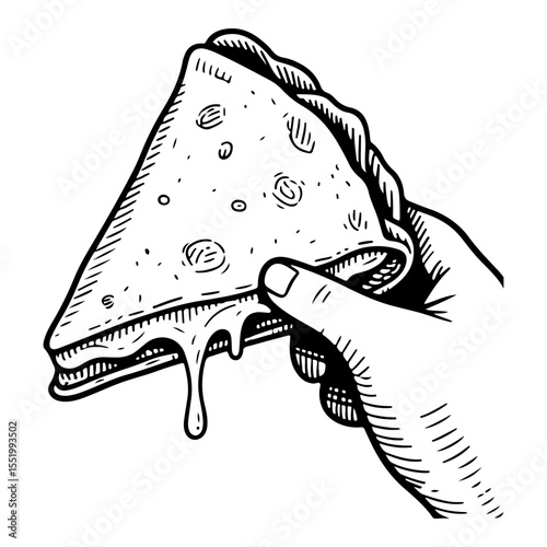 Quesadilla vector engraving style illustration