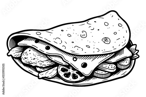 Quesadilla vector engraving style illustration