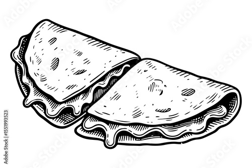Quesadilla vector engraving style illustration