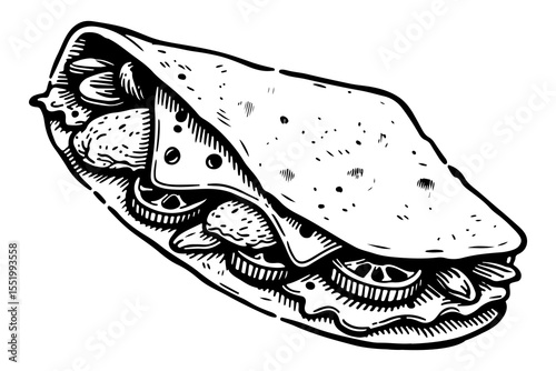 Quesadilla vector engraving style illustration