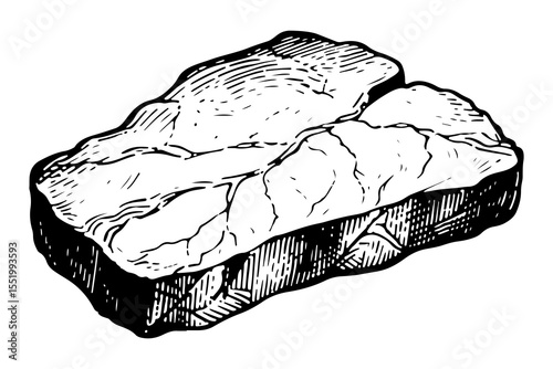 Seitan foods vector engraving style illustration