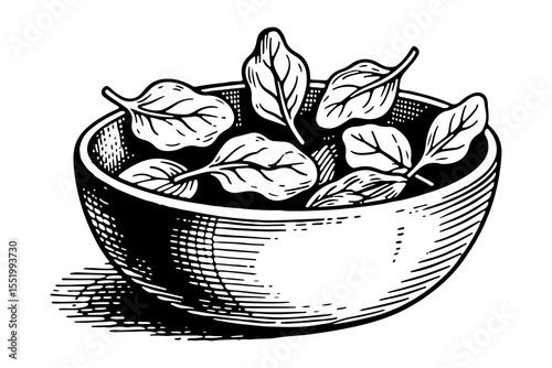 Spinach vector engraving style illustration