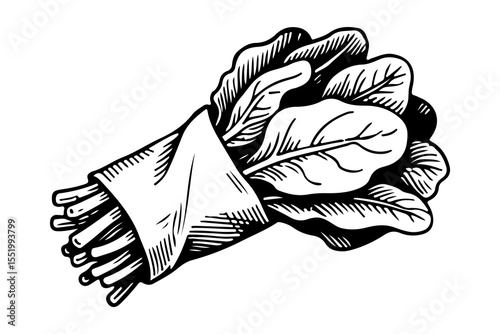 Spinach vector engraving style illustration