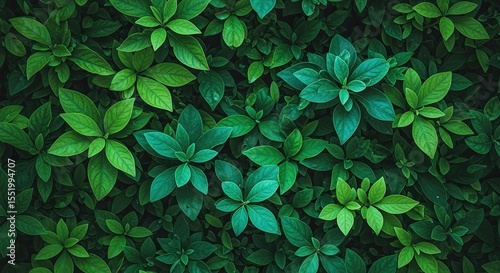 Lush Green Foliage Background Texture: Deep Emerald Leaves
