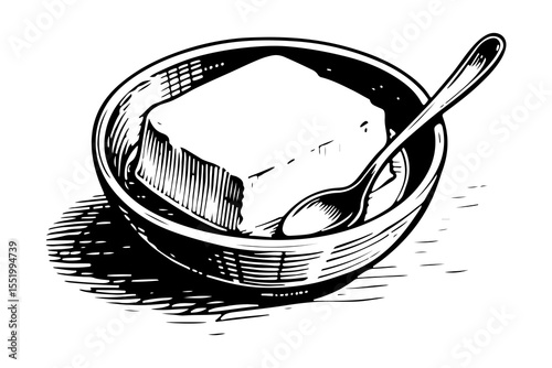 Tofu vector engraving style illustration