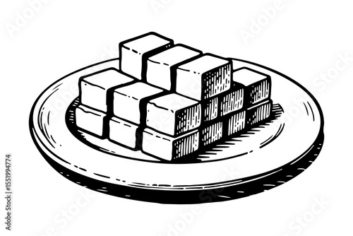Tofu vector engraving style illustration