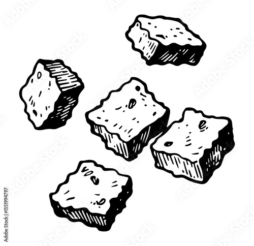 Tofu vector engraving style illustration