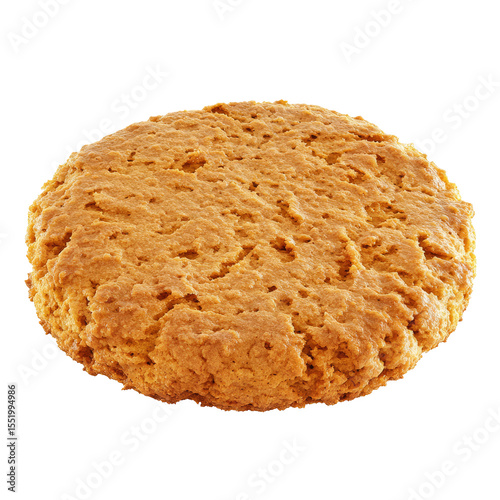 Golden Brown Cookie. Delicious Baked Treat, Isolated On White Background.