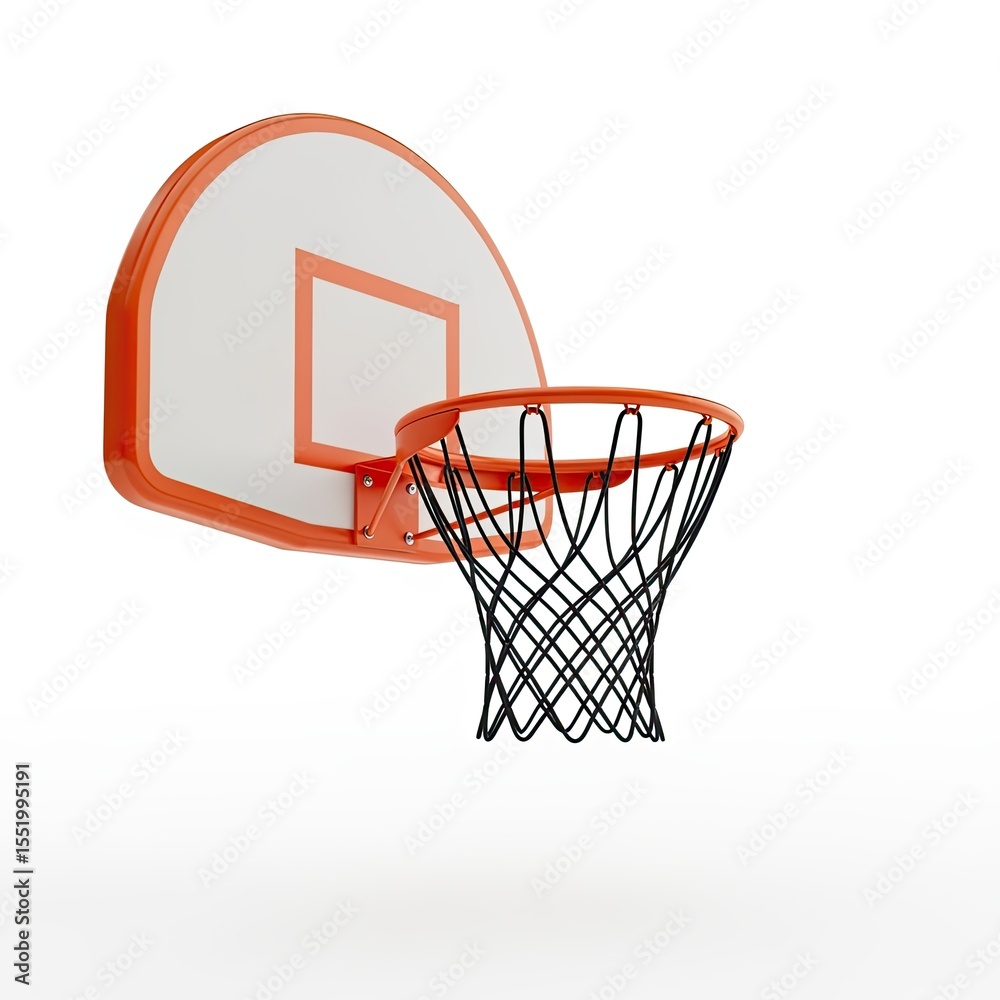 Orange and White Basketball Hoop Against a White Background Orange and White Basketball Hoop Against a White Background