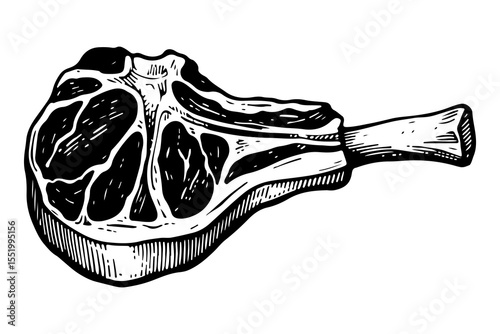 Veal vector engraving style illustration