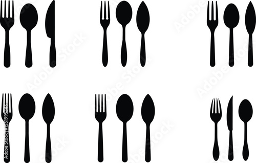fork spoon and knife silhouette