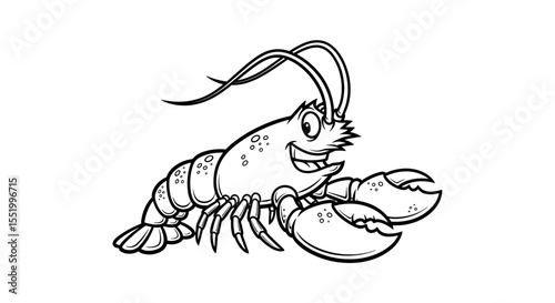 Cheerful cartoon lobster illustration suitable for children's books and educational material
