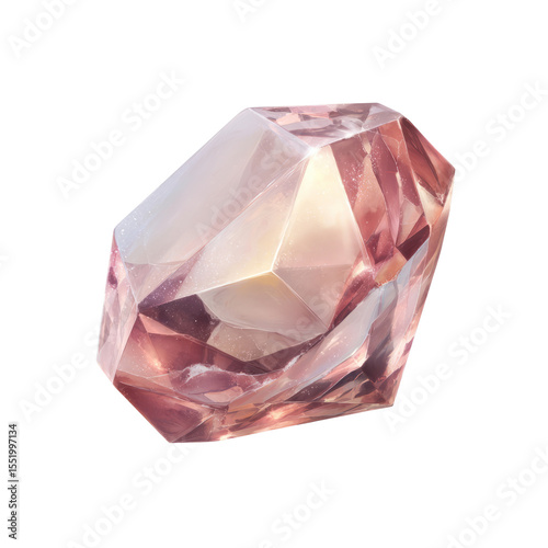 Elegant pink quartz crystal gem natural setting close-up view gemstone beauty