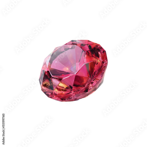 Brilliant red gemstone sparkling on close-up photography studio environment