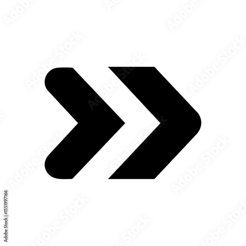 Rounded forward arrow icon symbolizing movement, play, or transition.

