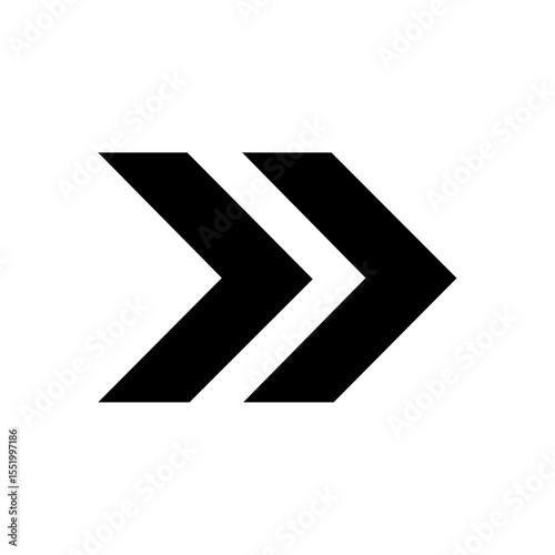 Thin double-chevron arrow symbolizing forward motion and sleek navigation.

