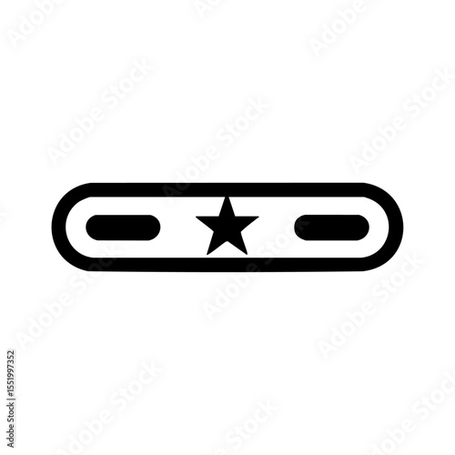 Minimalist black vector of a horizontal slider bar with a star as the handle.

