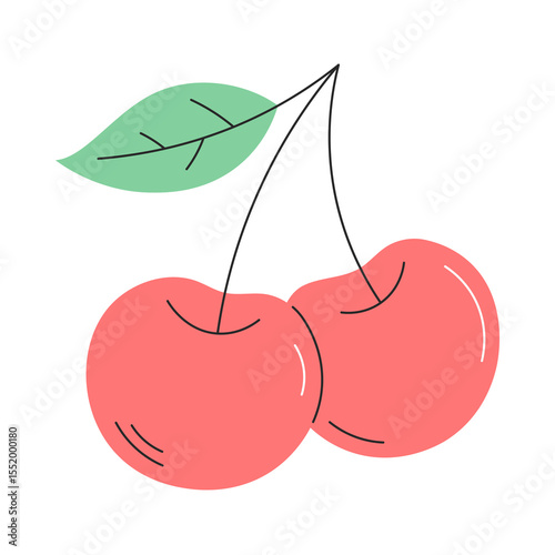 Vector illustration of two cherries in flat style.eps