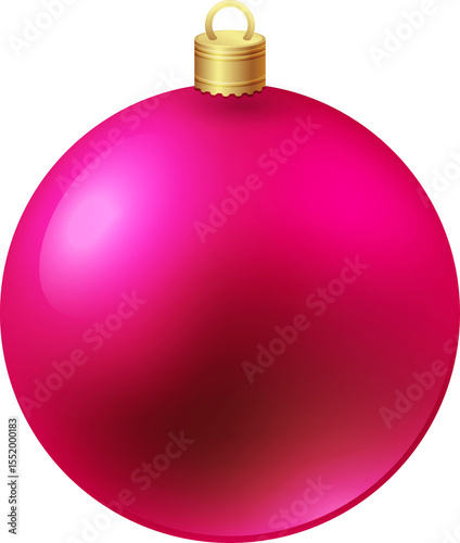 Magenta Gold Christmas Bauble. Christmas Decoration. Xmas Ball Ornament. Design Element