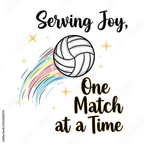 Volleyball Serving Joy One Match at a Time Pastel Rainbow Design