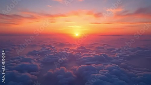 Majestic Sunset Above a Sea of Clouds Breathtaking Aerial View of Golden Hour Sky