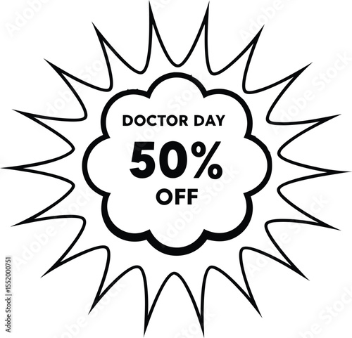 Doctor Day special offer with fifty percent discount explosion effect