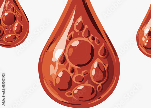 Red liquid drops illustration, with copy space - for websites and presentations