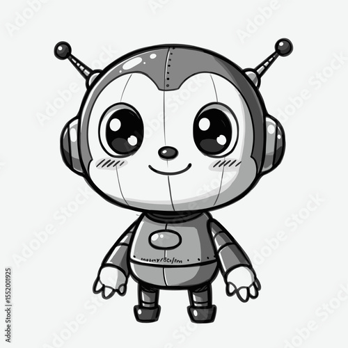 Cute cartoon robot character design illustration on a white background
