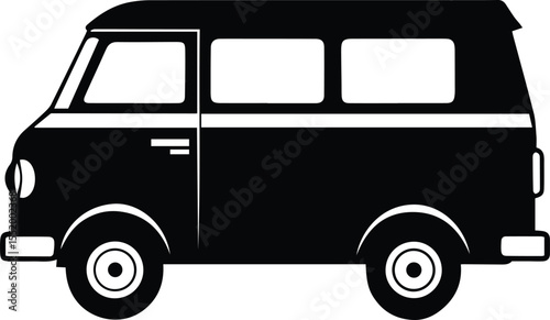 Black Van Silhouette Vector Icon for Transportation and Delivery Design.