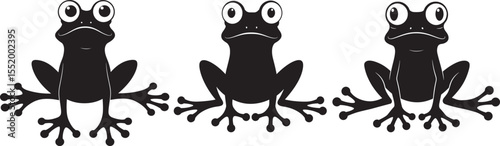Wide-eyed frog in cartoon pose vector illustration