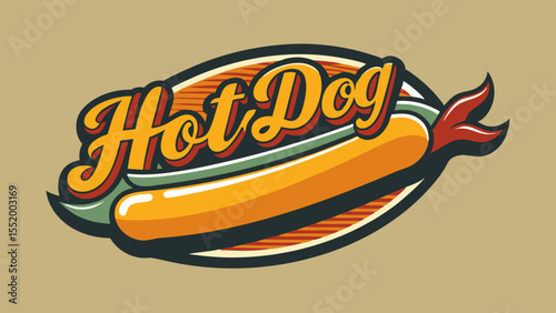 Retro Hot Dog Design Vintage Style Fast Food Illustration