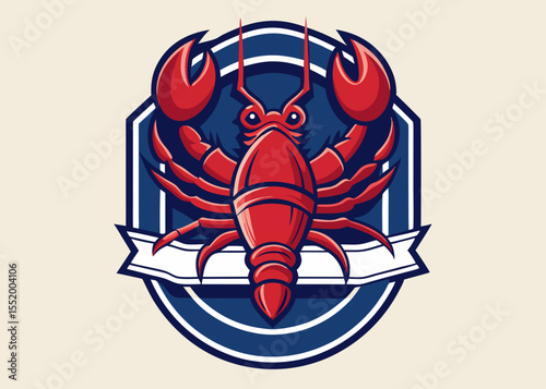 Majestic Lobster Emblem Seafood Restaurant Logo Design