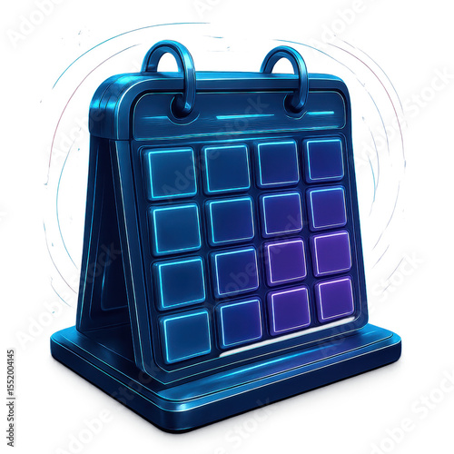 Digital Calendar Icon: A sleek, modern digital calendar icon with a futuristic design, perfect for depicting schedules, appointments, and time management in a technological context.