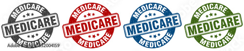 medicare stamp. medicare round stamp set isolated on white background