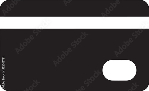 Black Debit card icon with rounded corners on a Transparent Background silhouette